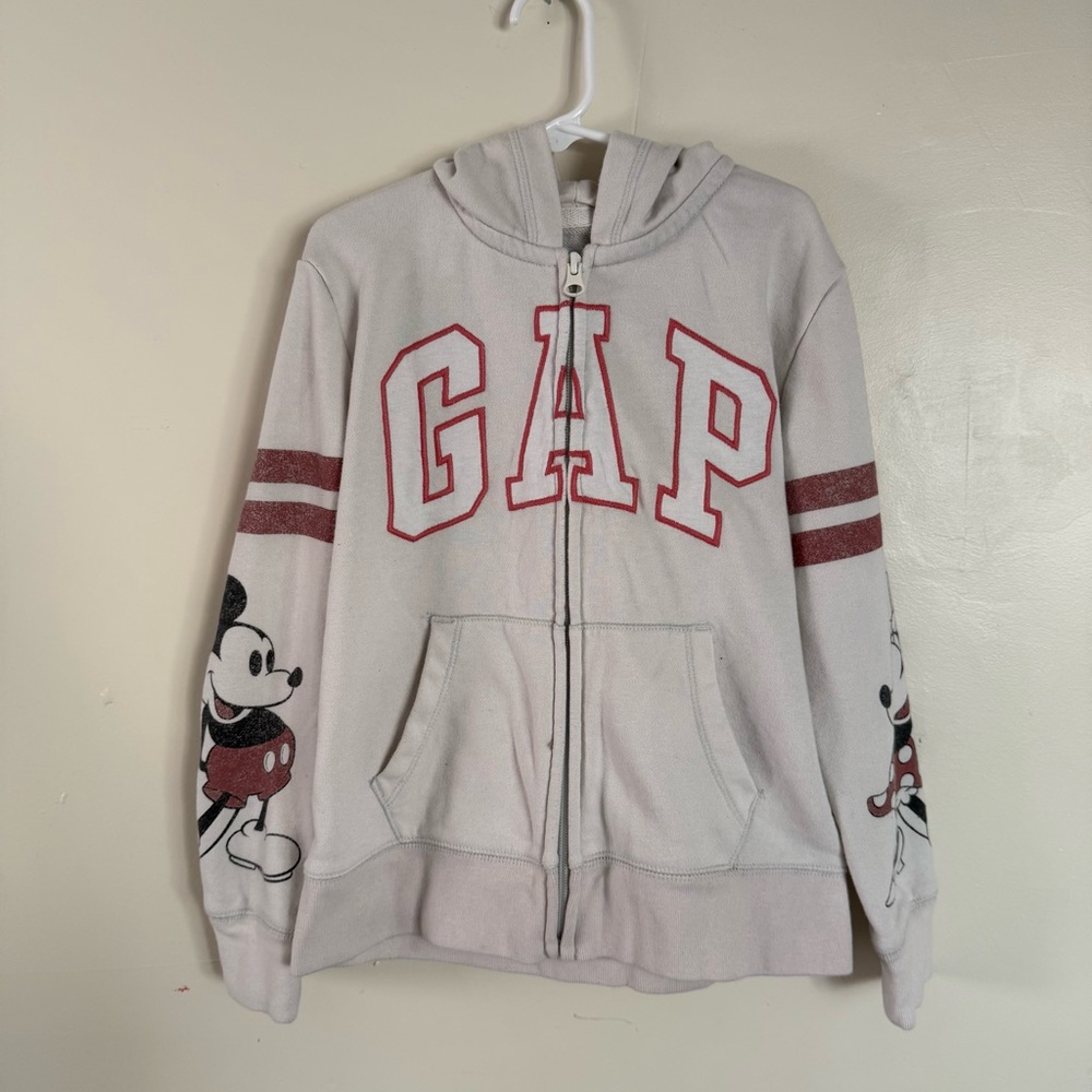 GAP Kids x Disney Mickey & Minnie Mouse Zip Up Hoodie Grey Red Size M (8)